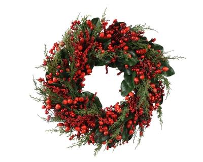 Big Berry Wreath green/red dia60-H14cm