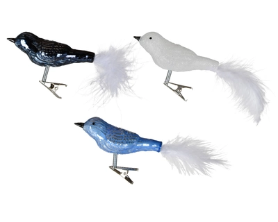 Bird Glass Enamel- Shiny blue/colour W8-H3.50cm - image 2