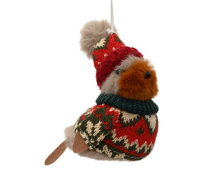 Bird Hat And Cloth Green/Red H.13cm