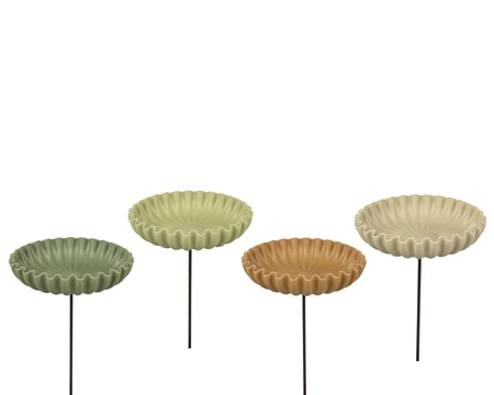 Birdfeeder Bamboo Fiber Flower Matt On 50Cm Stick 4Col  Asst. H.56Cm