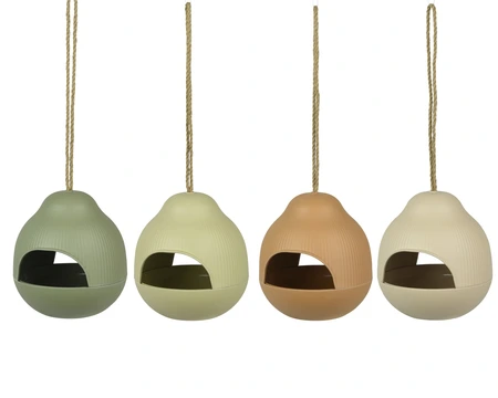 Birdfeeder Bamboo Fiber Matt 4Col Asst. D.18.2Cm X H.19.2Cm