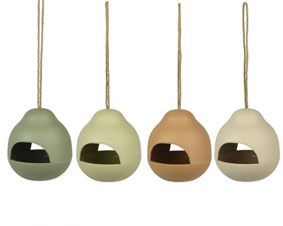 Birdfeeder Bamboo Fiber Matt 4Col  Asst. D.18.2Cm X H.19.2Cm