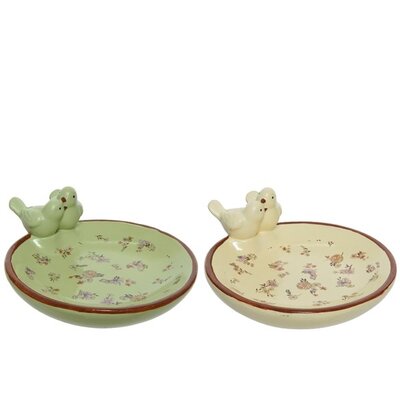 Birdfeeder Terracotta Round Birds Flower  Outdoor H9.50cm Asst