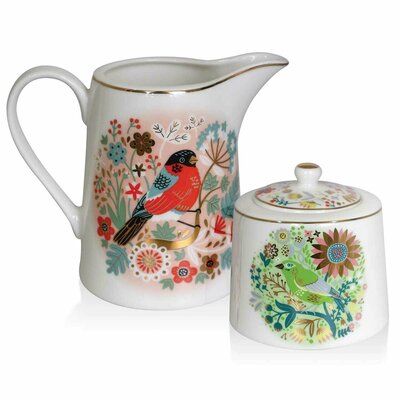 Birdy Greenfinch Sugar bowl & Bullfinch Milker Set - image 2