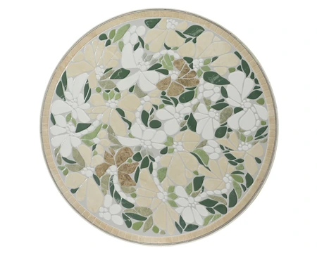 Bistro Table Geneva Mosaic Stone Outdoor Cream D.58Cm - image 3