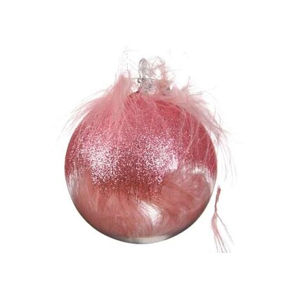 BL Bauble Shatterproof Feather, G Dia8Cm Trans/Trans