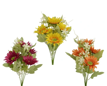 Bouquet Polyester Daisy 3Col Asst. H.30Cm