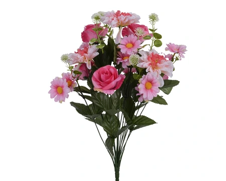 Bouquet Polyester Rose Chrysanthemum Daisy Mix Multi H.54Cm