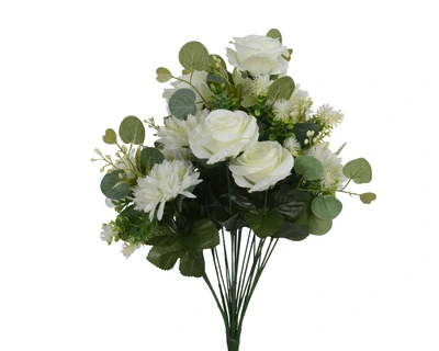 Bouquet Polyester Rose White D.38Cm X H.50Cm