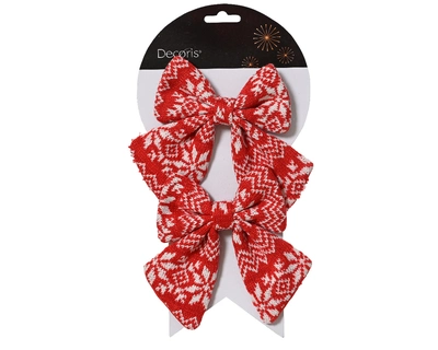 Bow Polyester red/white H13cm - image 1