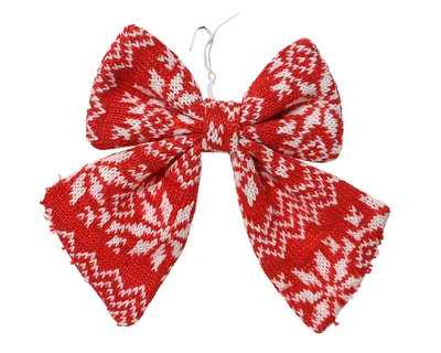 Bow Polyester red/white H13cm - image 2