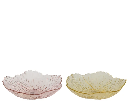 Bowl Gl Flower Clear 2Col Asst. D.30.5Cm X H.7Cm