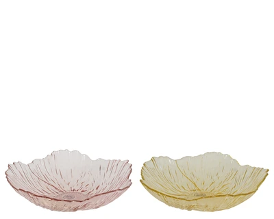 Bowl Gl Flower Clear 2Col Asst. D.30.5Cm X H.7Cm