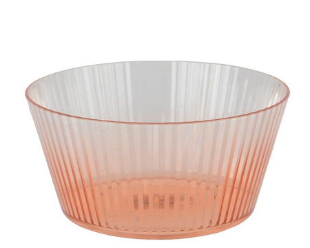 Bowl Plastic Round With Stripe Pattern dia15.20 peach