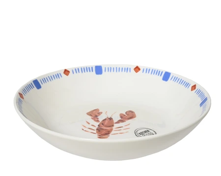Bowl Porcelain Round Decal Lobster Pattern Red D.20.4Cm