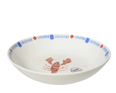 Bowl Porcelain Round Decal Lobster Pattern Red  D.20.4Cm