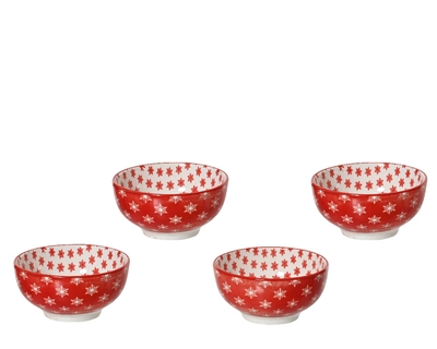 Bowl Stoneware red and white dia14