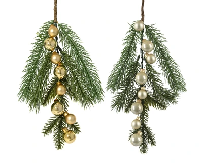 Branch PE Asst. Gold/White Baubles H.4.5cm
