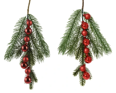 Branch PE Asst. Red Baubles H.4.5cm
