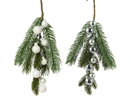 Branch PE Asst. Wool White/Silver H.4.5cm