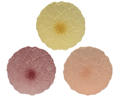 Breakfast Plate Dolomite Glaze Flower Embossed 3Col  Asst. D.20.5Cm - image 1