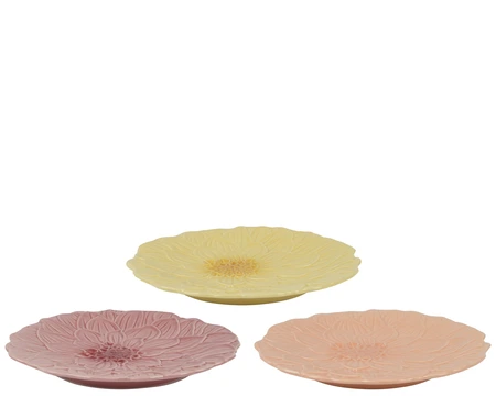 Breakfast Plate Dolomite Glaze Flower Embossed 3Col  Asst. D.20.5Cm - image 3