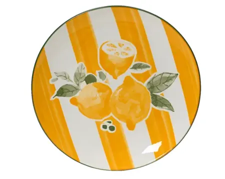 Breakfast Plate Porcelain Round  Orange dia19.20cm white
