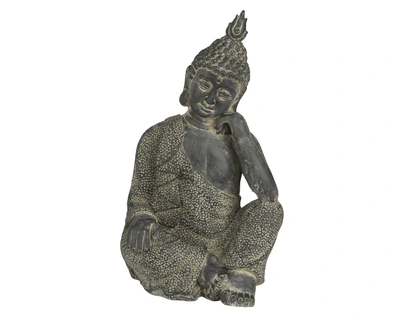 Buddha Polymagnesium Buddha Paint Spraying Outdoor Black H.45Cm