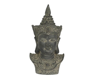 Buddhahead Polymagnesium Buddha Head Paint Spraying Outdoor Black H.47.5Cm