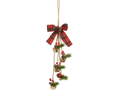 Bundle Iron Bells Check Bow Foam Berry Gold H.34cm