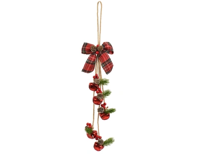 Bundle Iron Bells Check Bow Foam Berry Red  H.34cm