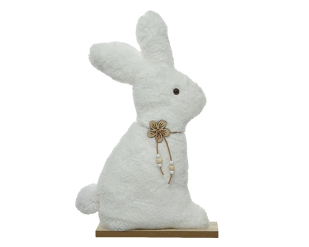 Bunny Fur Plywood Necklace With Flower H21Cm