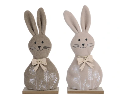 Bunny Polyester Cashmere Look Flower Embroidery, Mdf 2Col  Fsc  Asst. H.35Cm