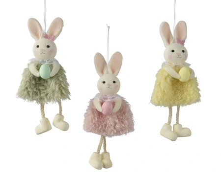Bunny Polyester Egg 3Col H19.00cm asst.