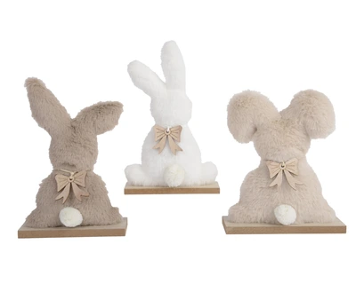 Bunny Polyester Faux Fur Plywood Bow 3 Fsc  Asst. W.14Cm X H.23Cm