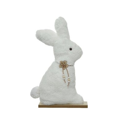 Bunny Polyester Faux Fur Plywood Necklace Withflower H40.00cm White