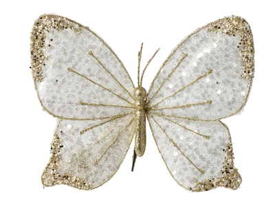 Butterfly White/Gold W.33cm x H.25cm