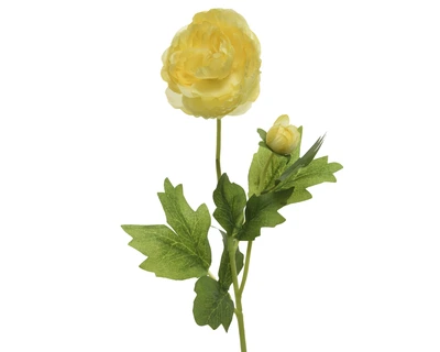 Camelia On Stem Polyester Yellow H.57Cm