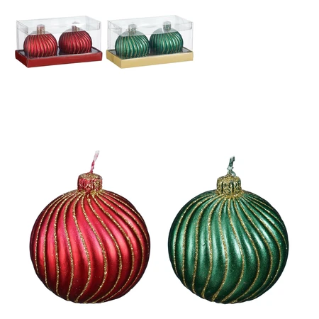 Candle Bauble Red Green 2 Asst. - H6Xd6Cm