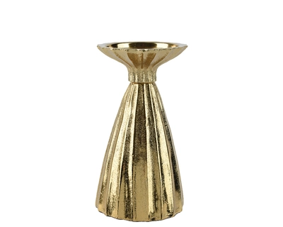 Candleholder Aluminium gold H18cm