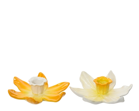 Candleholder Dolomite Flower Shiny Flower 2 W14.00-H4.00cm asst.