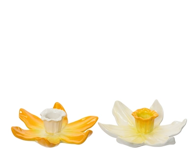 Candleholder Dolomite Flower Shiny Flower 2 W14.00-H4.00cm asst.