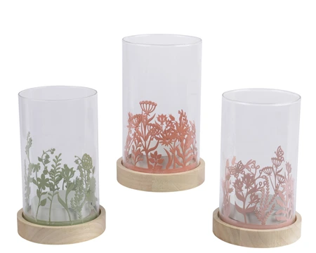 Candleholder Gl Iron Flower Wrap 3Col  Asst. D.10Cm X H.16.5Cm