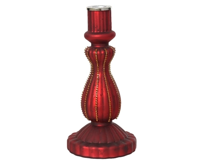 Candleholder Glass red H22cm