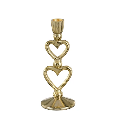 Candleholder Heart Gold - L7,5Xw7Xh20Cm