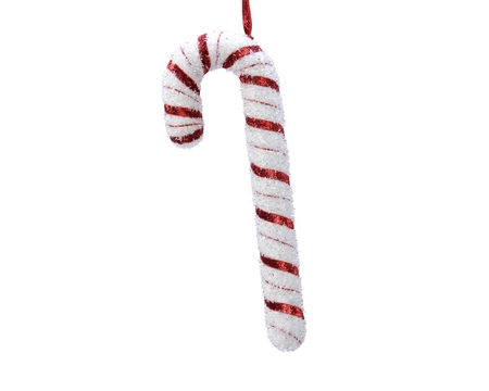 Candy Stick Foam Glitter, Fliter, Ribbon Red/White H.34cmD.4cm