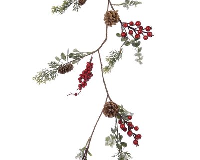 CE Pe Garland W Berries W Leaves Green/Colour(S) 10X125Cm