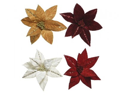 CE Pes Poinsettia Velvet 4Col Ass Assorted 32X32Cm