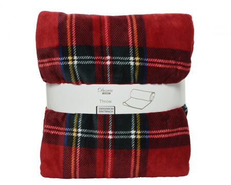 CE Pes Throw Flannel Check Red/Colour(S) 150X200Cm