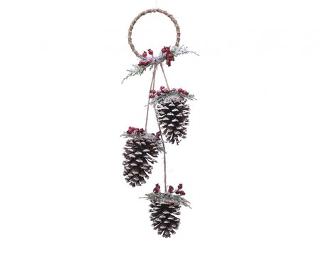 CE Pinecone Hanger W Berries W Natural/Colour(S) 13X60Cm